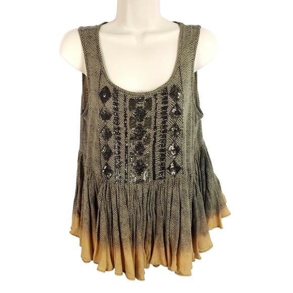 Anthropologie Akemi & Kin Tank S Brown Embellished - Picture 1 of 5